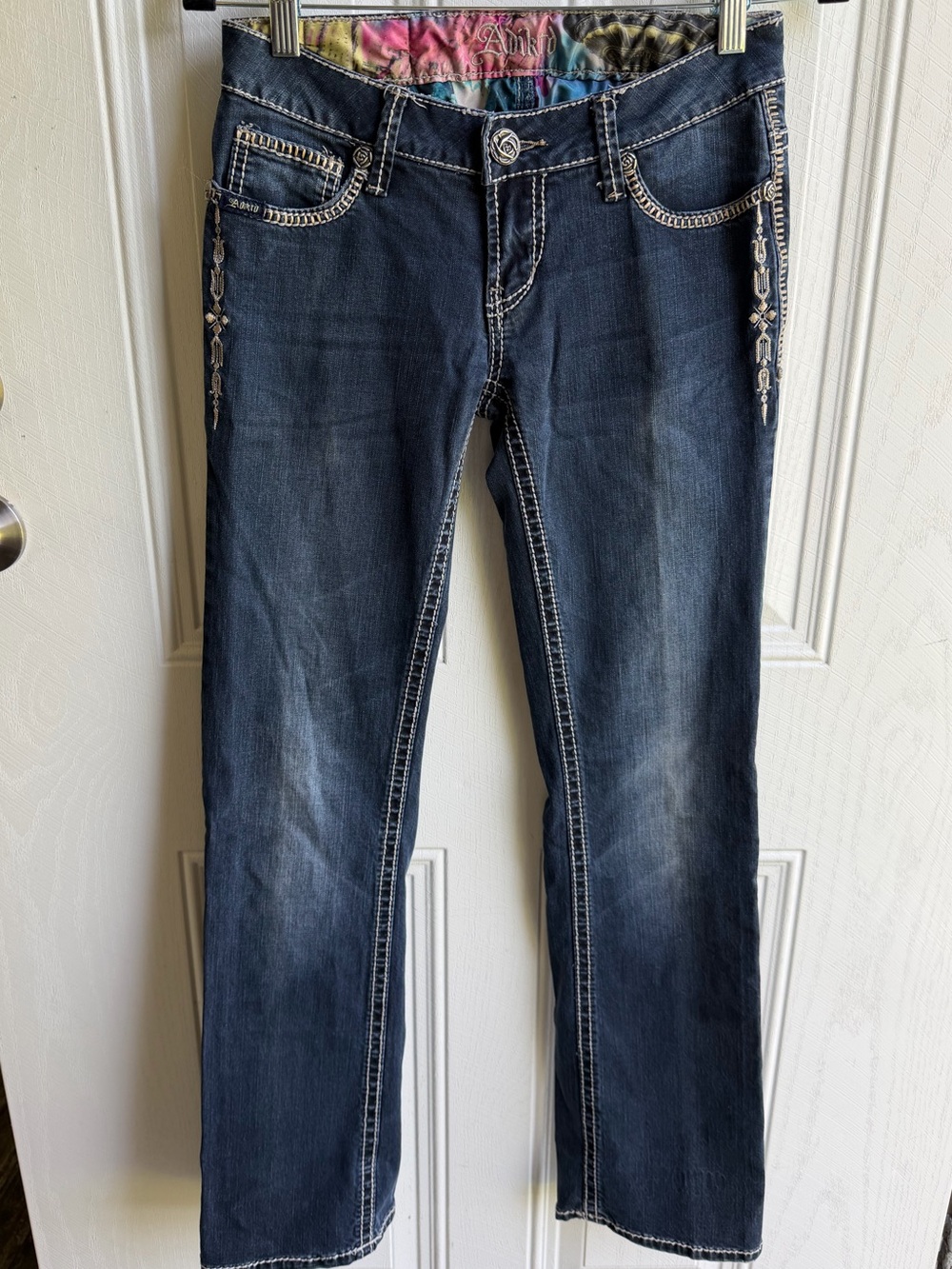 Adiktd Y2K Bootcut Jeans W26 Size 0 Low Rise Y2K Embroidered McBling